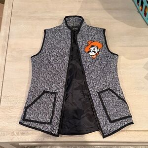 Oklahoma State OSU Black and White Herringbone Vest
